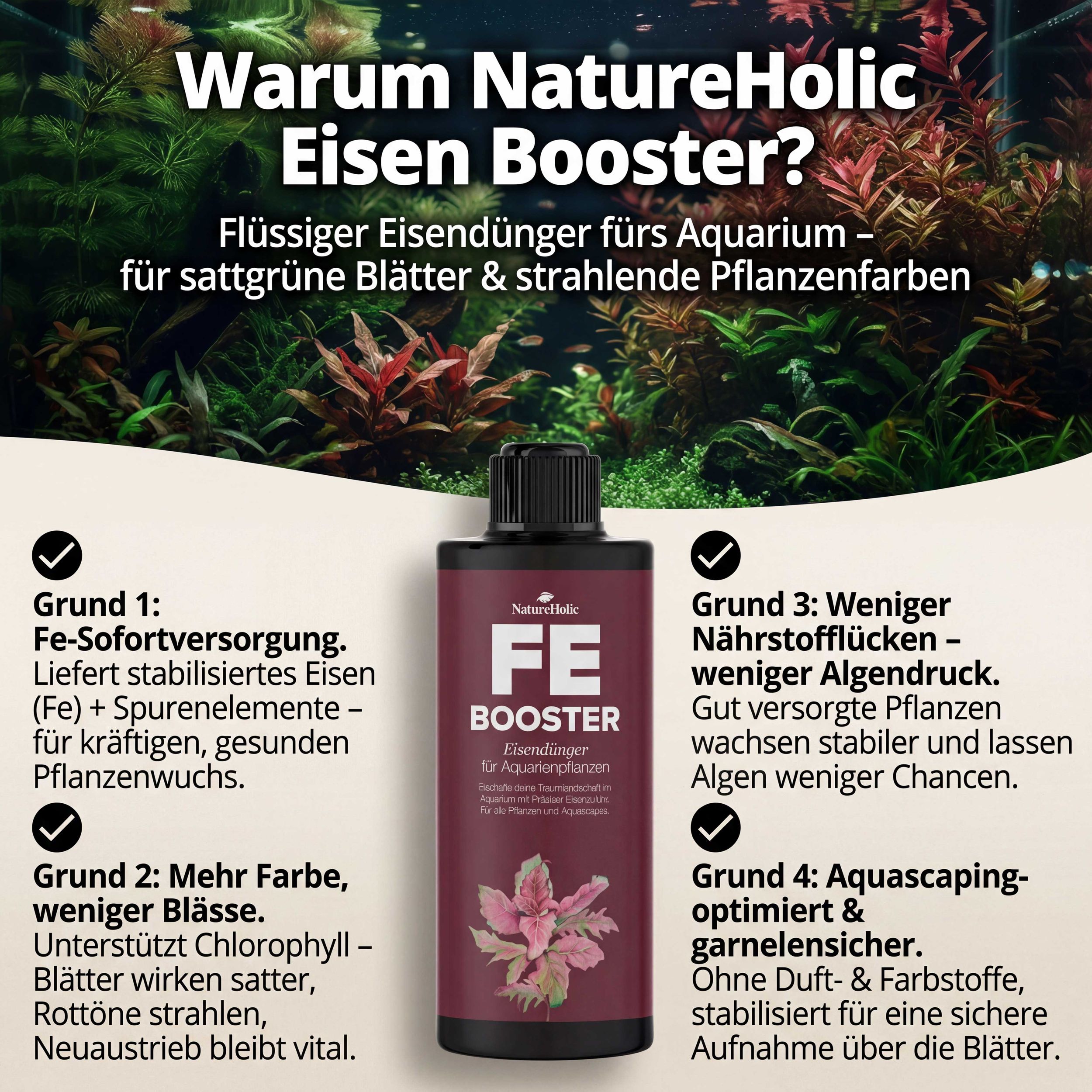 NatureHolic Eisendünger - flüssiger Eisen Aquariumdünger - Eisenboost!