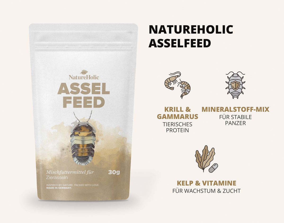 NatureHolic Assel 'Sorglos' Paket – Asselfeed, HydroProtect & TerrainBoost für Asseln im Terrarium