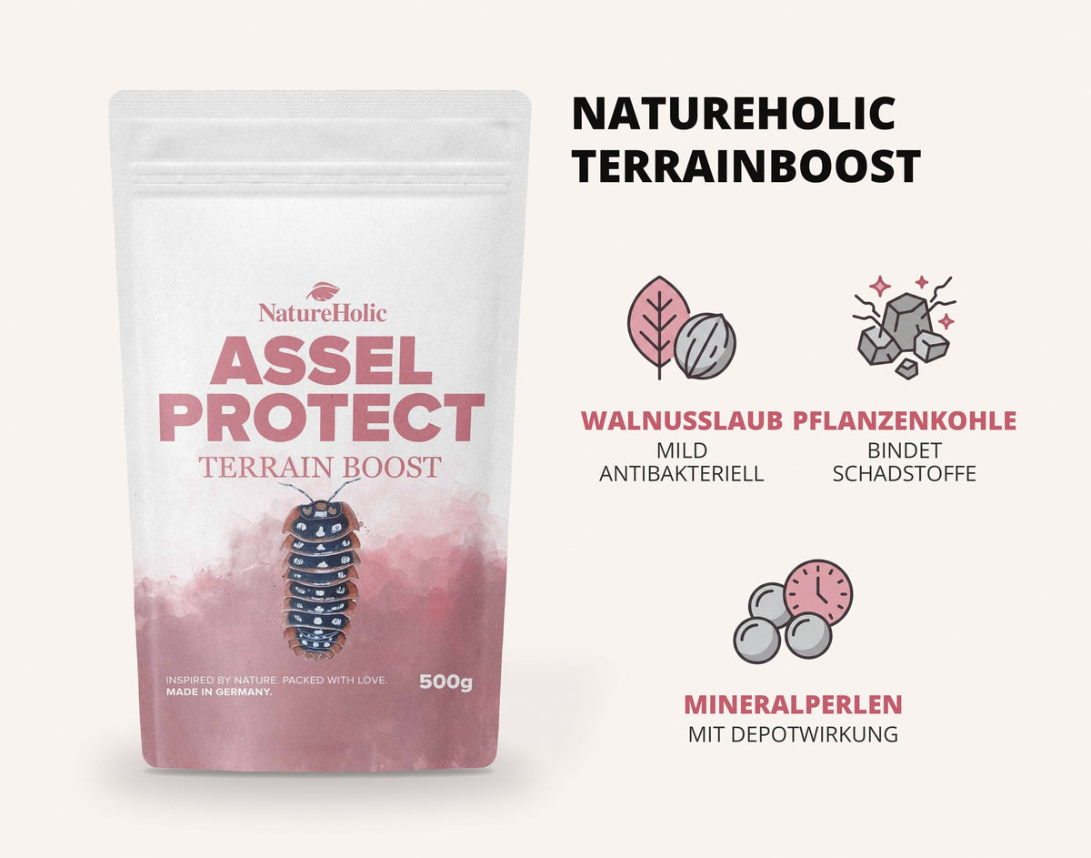 NatureHolic Assel 'Sorglos' Paket – Asselfeed, HydroProtect & TerrainBoost für Asseln im Terrarium