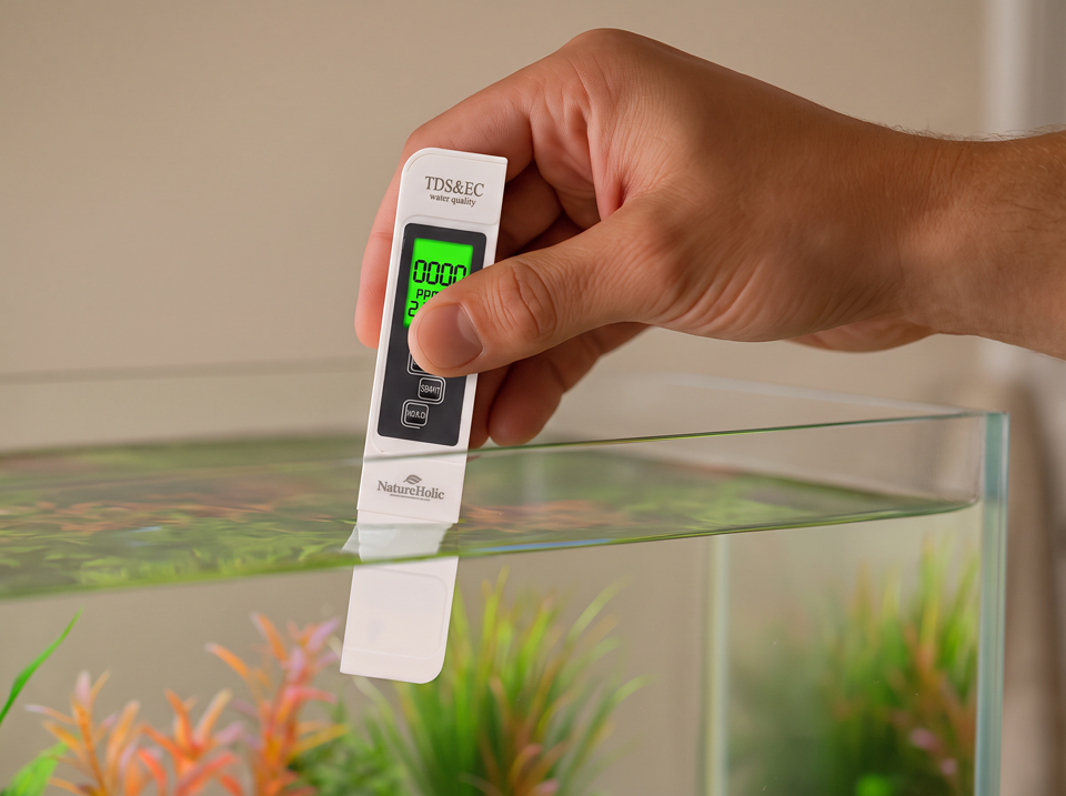 NatureHolic Aquarium Wassertest Komplett Set – 6-in-1 Teststreifen, 4-in-1 Digitales pH-Messgerät & Präzises pH/TDS/EC/Temperatur Messgerät