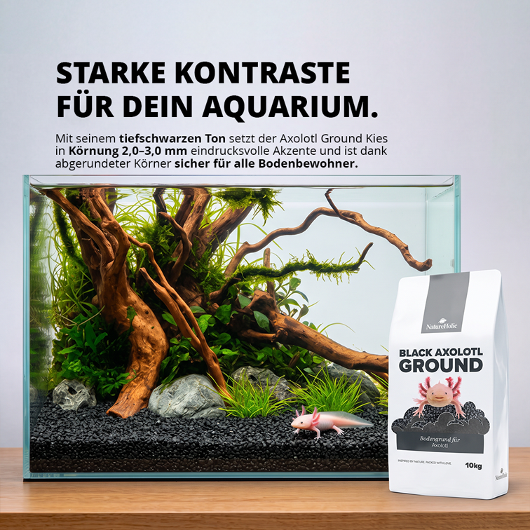 Black Axolotl Ground - 10kg Spezialbodengrund für Axolotl