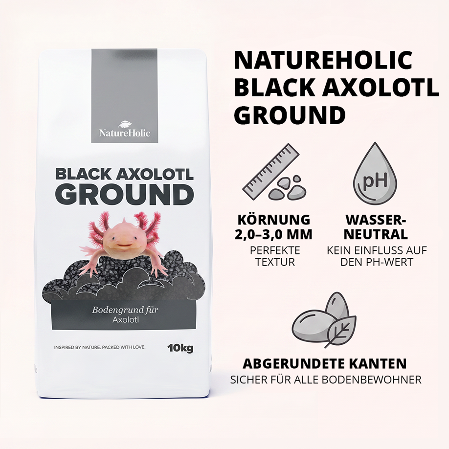 Black Axolotl Ground - 10kg Spezialbodengrund für Axolotl