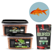 Geschenkeset für Goldfischfans - 1x Goldfisch Futter, 1x Pure Nature Snacks Gammarus & 1x Pure Nature Snacks Shrimp