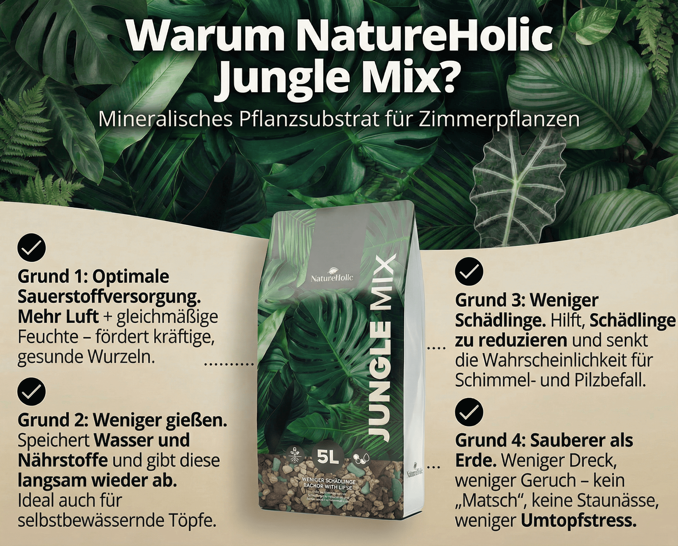 Natureholic - Jungle Mix - Mineralisches Pflanzsubstrat für Zimmerpflanzen