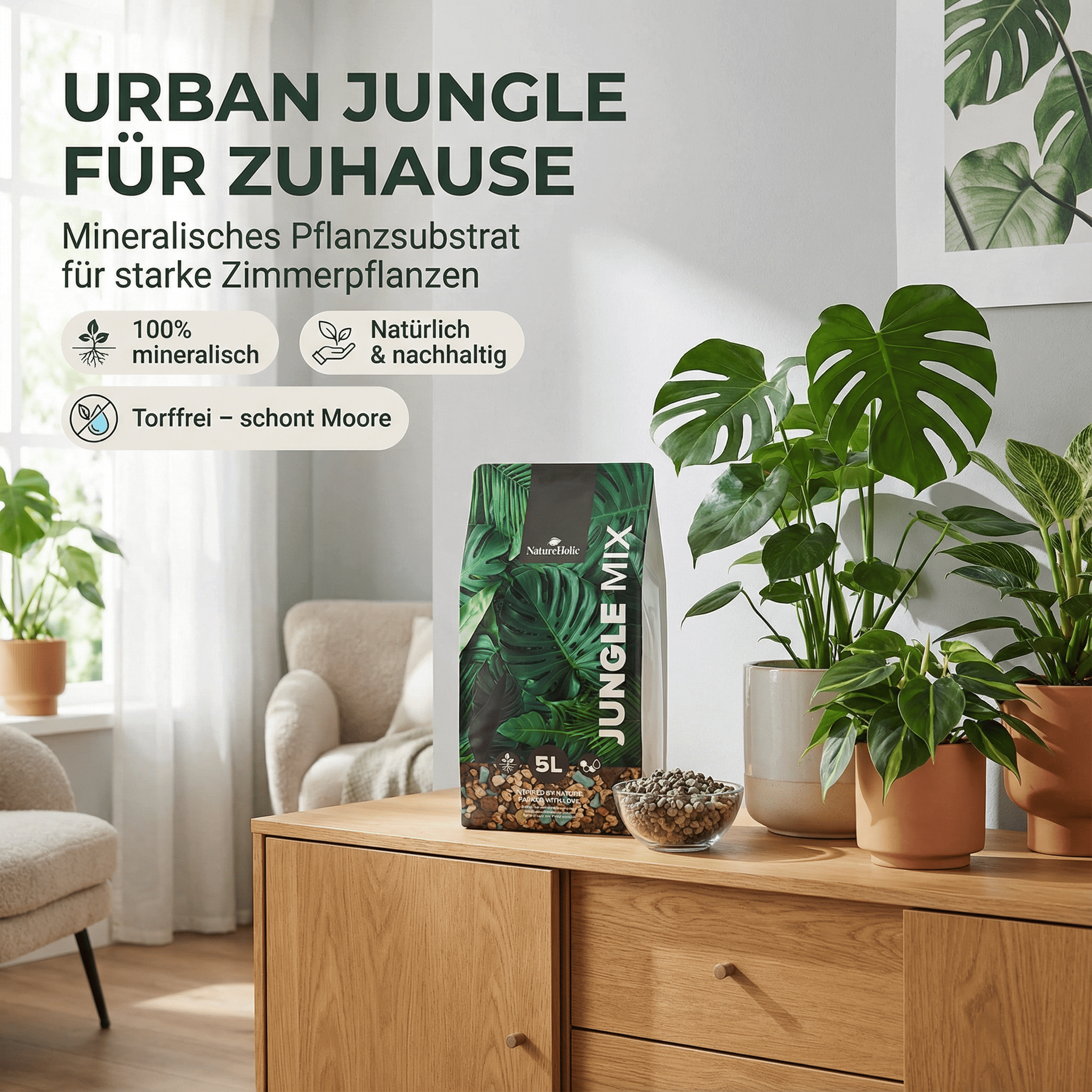Natureholic - Jungle Mix - Mineralisches Pflanzsubstrat für Zimmerpflanzen