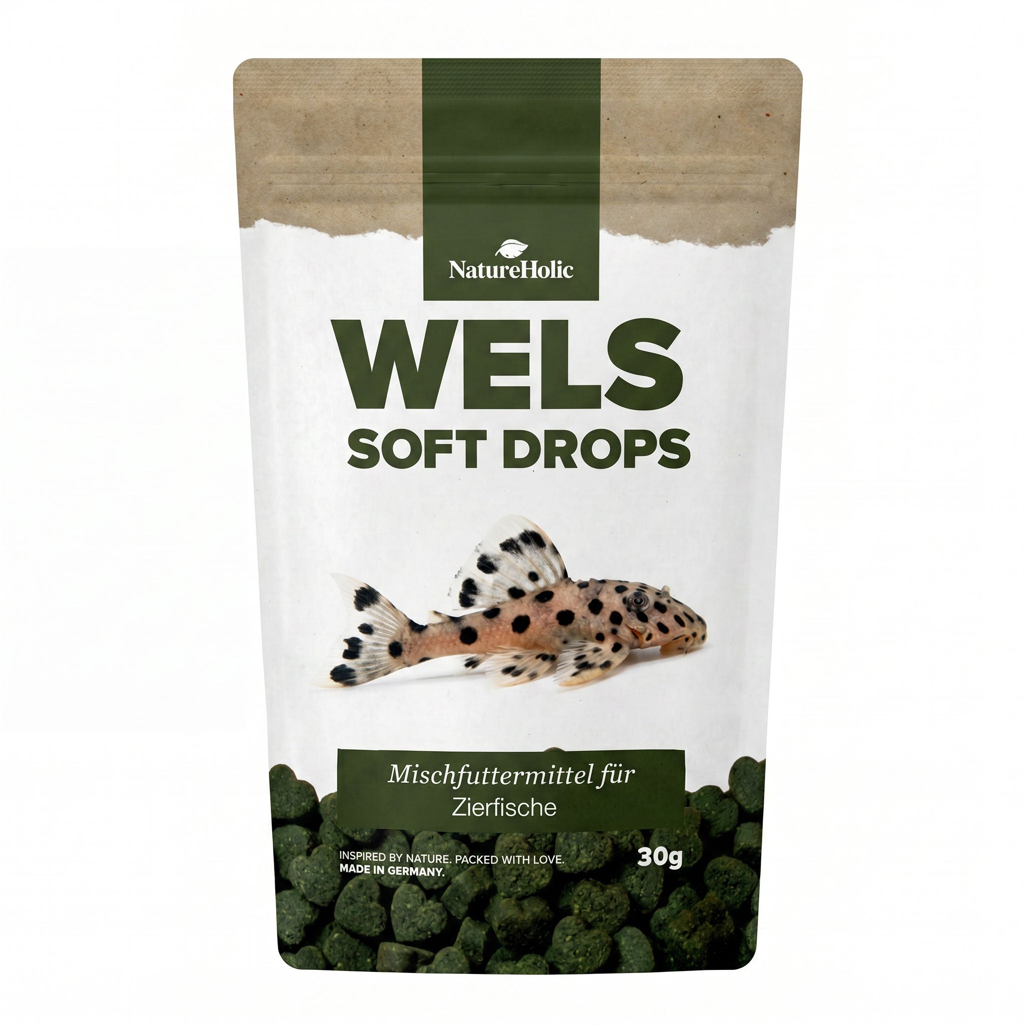 NatureHolic Wels Soft Drops —Softes Aquarium Futter für Welse 30 g