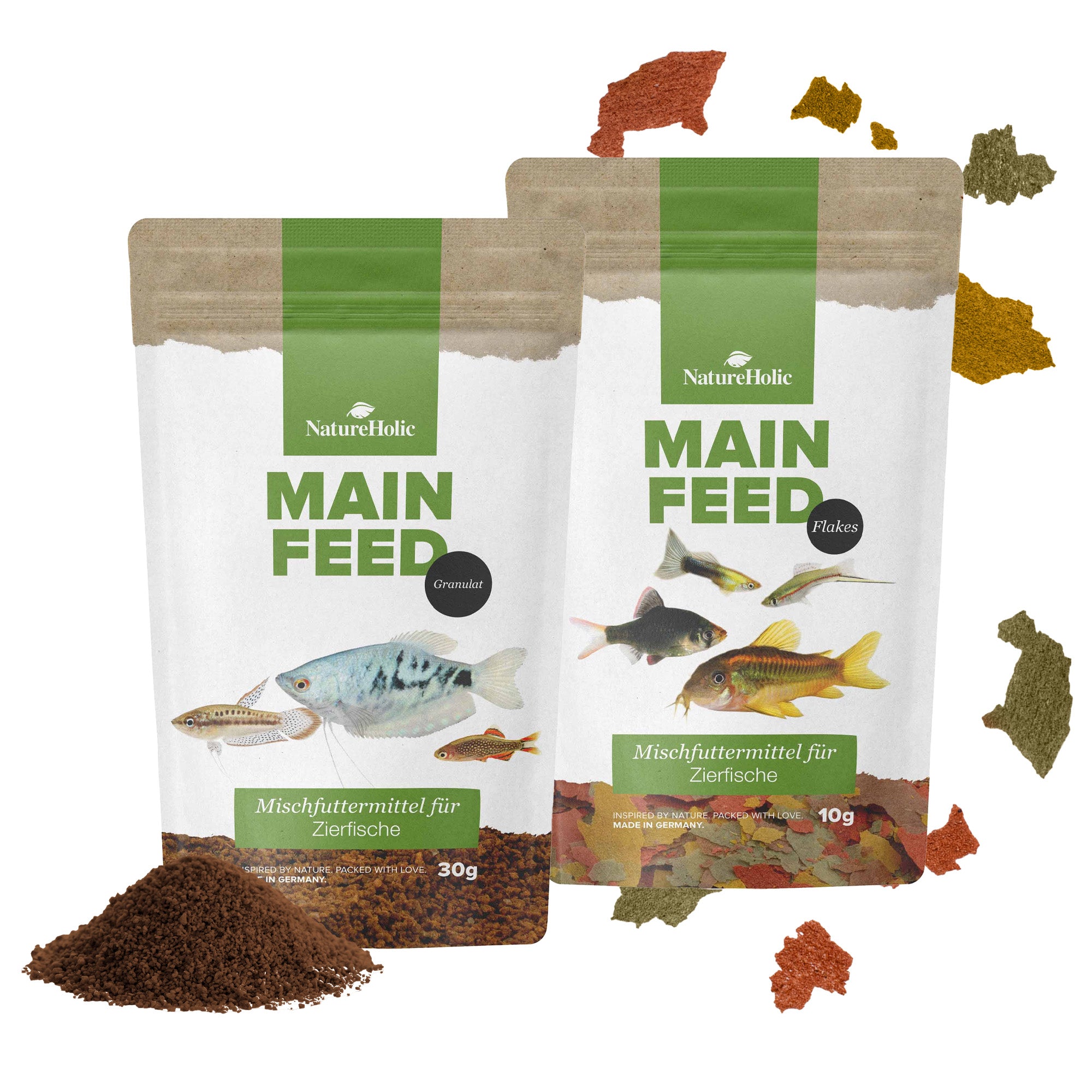NatureHolic Hauptfeed Bundle - Granulat & Flocke Fischfutter für Zierfische - ohne Füllstoffe