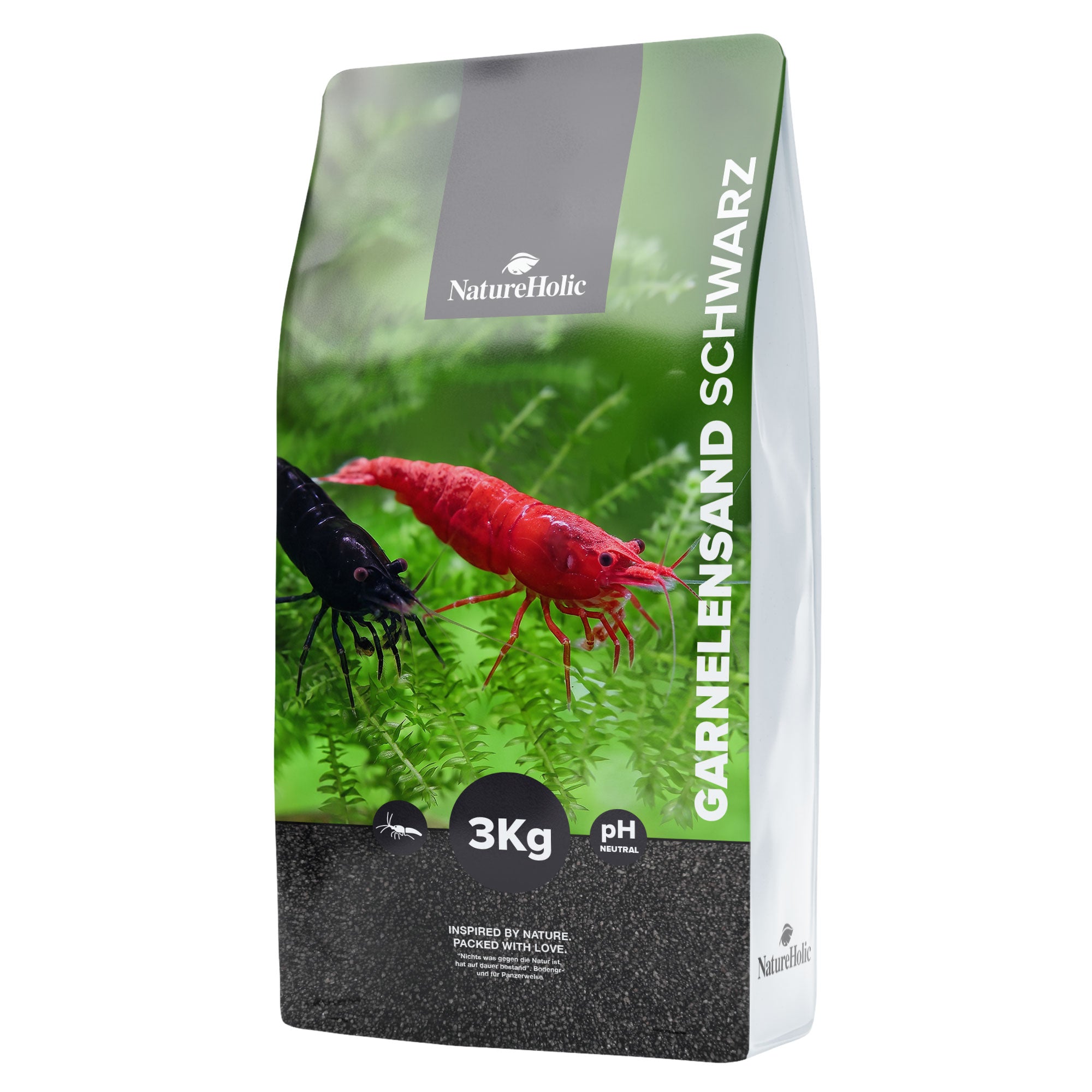 NatureHolic - Garnelensand Schwarz - Aquariensand für Garnelen 3 kg