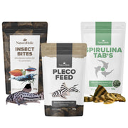 NatureHolic Wels Futter Tabletten Set - Welsfeed, Spirulina Tabs, Insect Bites - Abwechslungsreiche Nährstoffversogung für Saugwelse