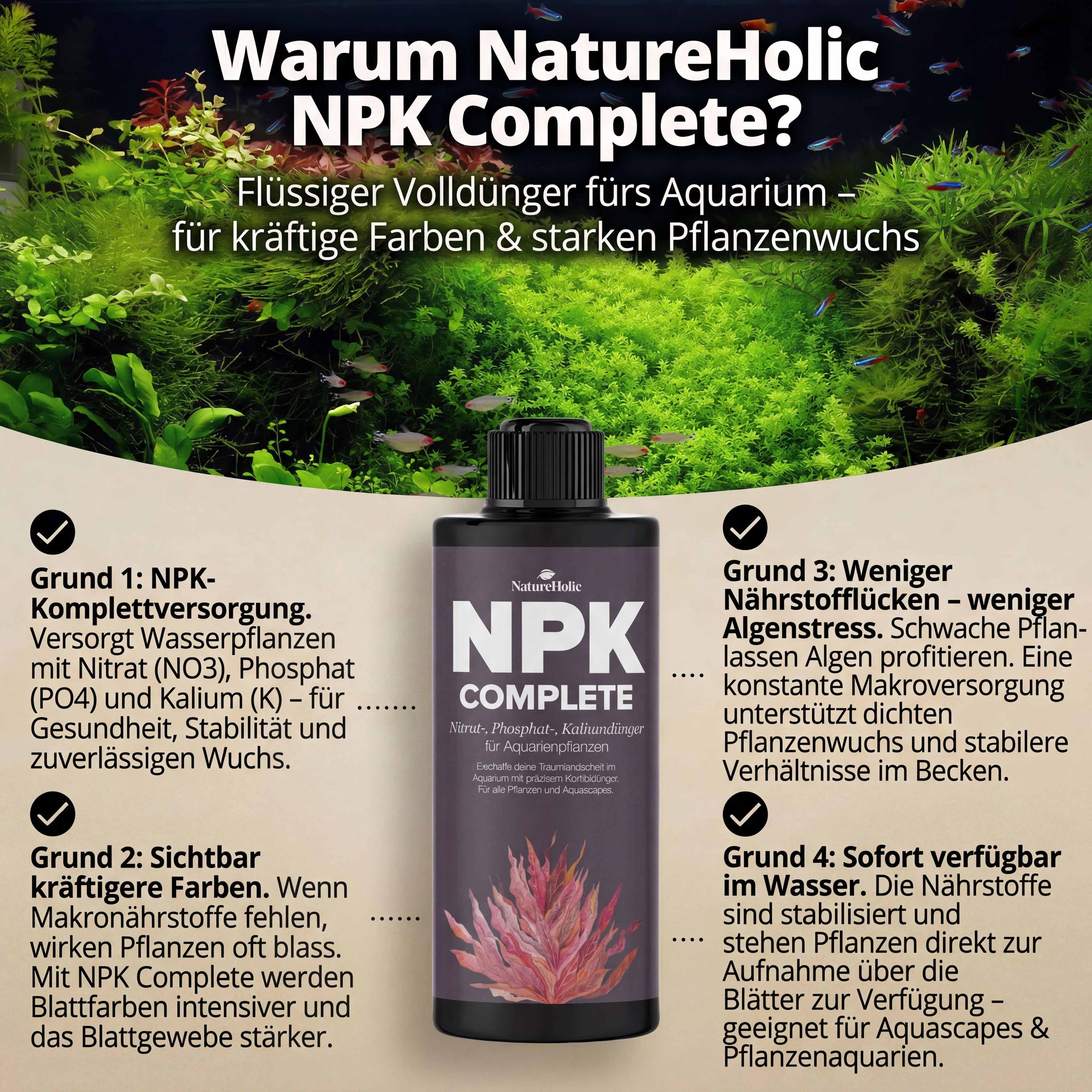 NatureHolic - NPK Complete - flüssiger Volldünger fürs Aquarium