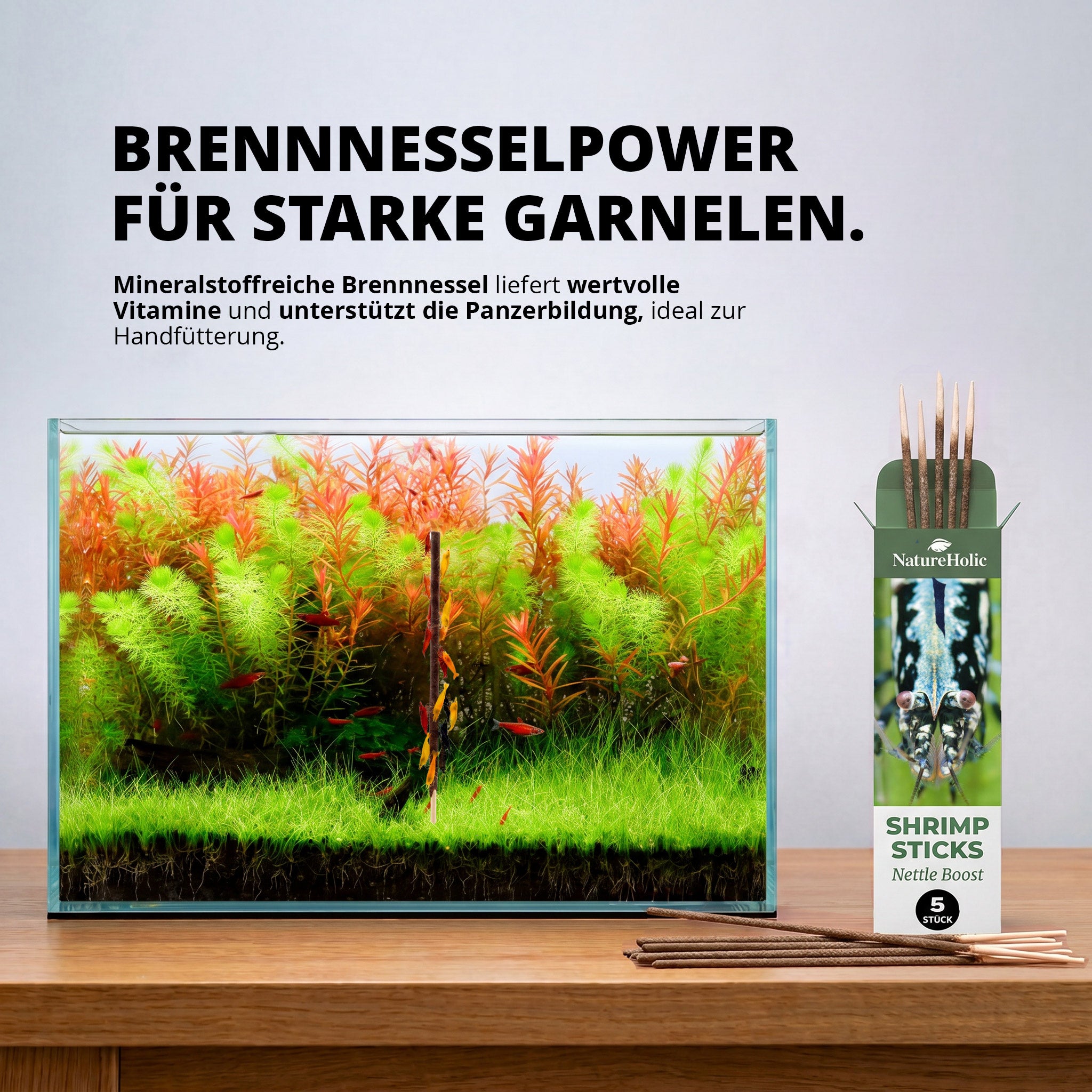 NatureHolic - Garnelen Lollies „Brennnessel Boost“ - 5 Lollis fürs Aquarium