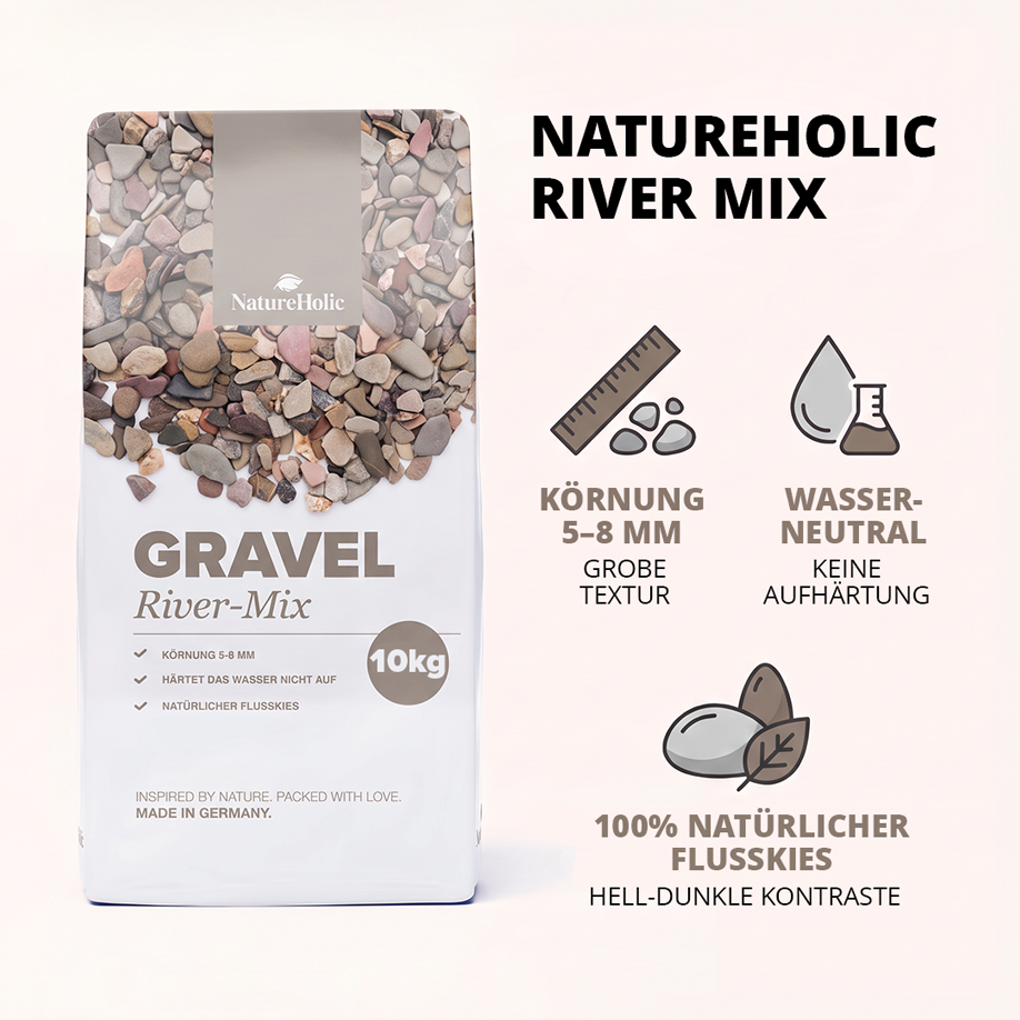 NatureHolic - Gravel River-Mix - bunter Aquarium Kies 5 bis 8 mm