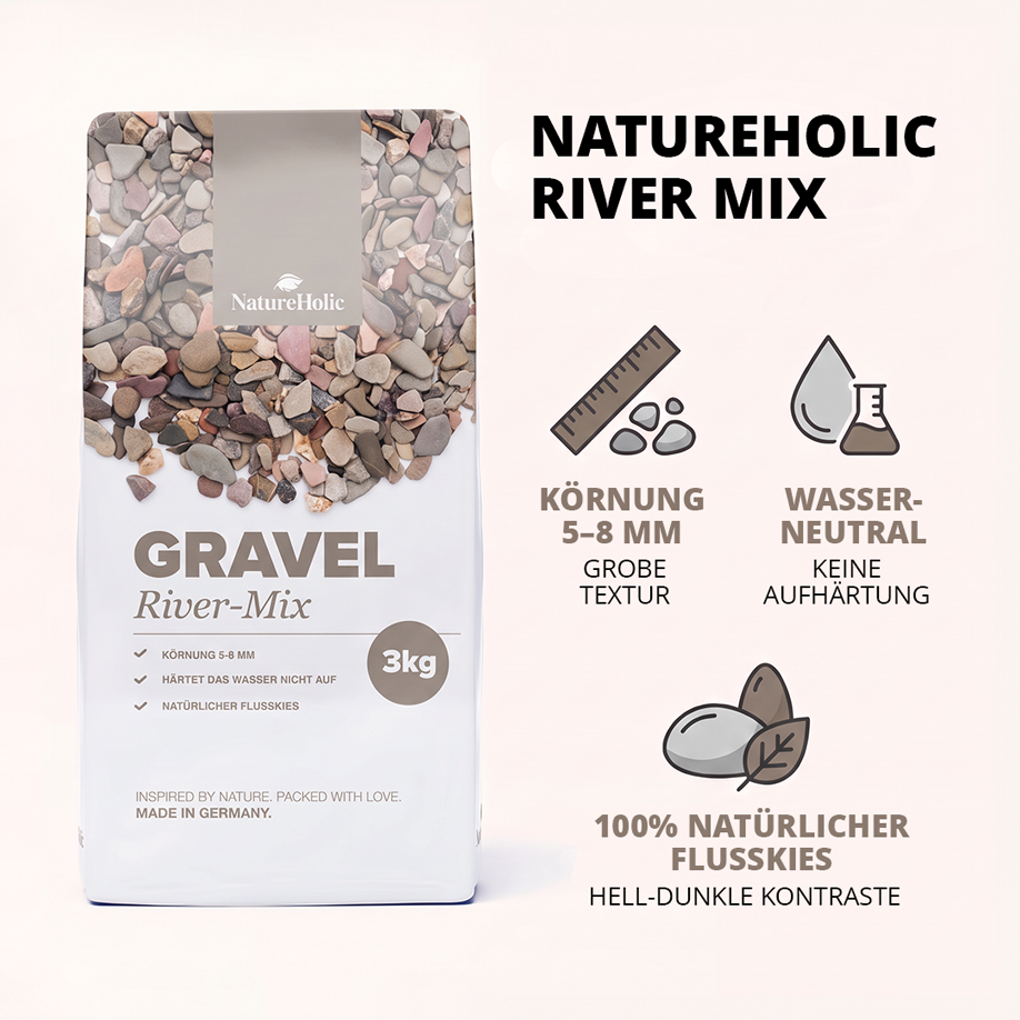 Infografik: River-Mix 5–8 mm, wasserneutral, 3 kg