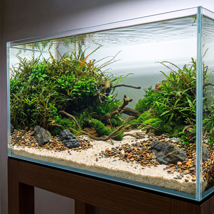 Aquascape mit NatureHolic River-Mix Naturkies