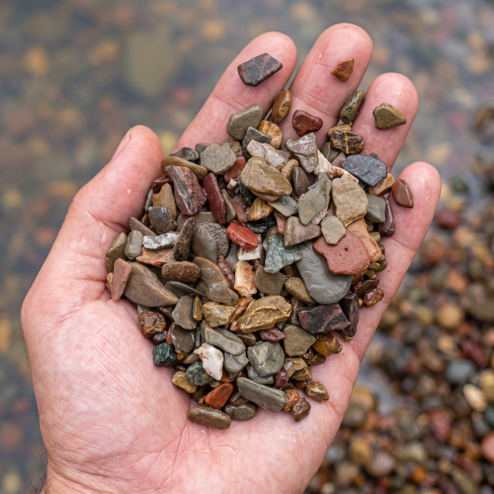 NatureHolic River-Mix Naturkies in einer Hand