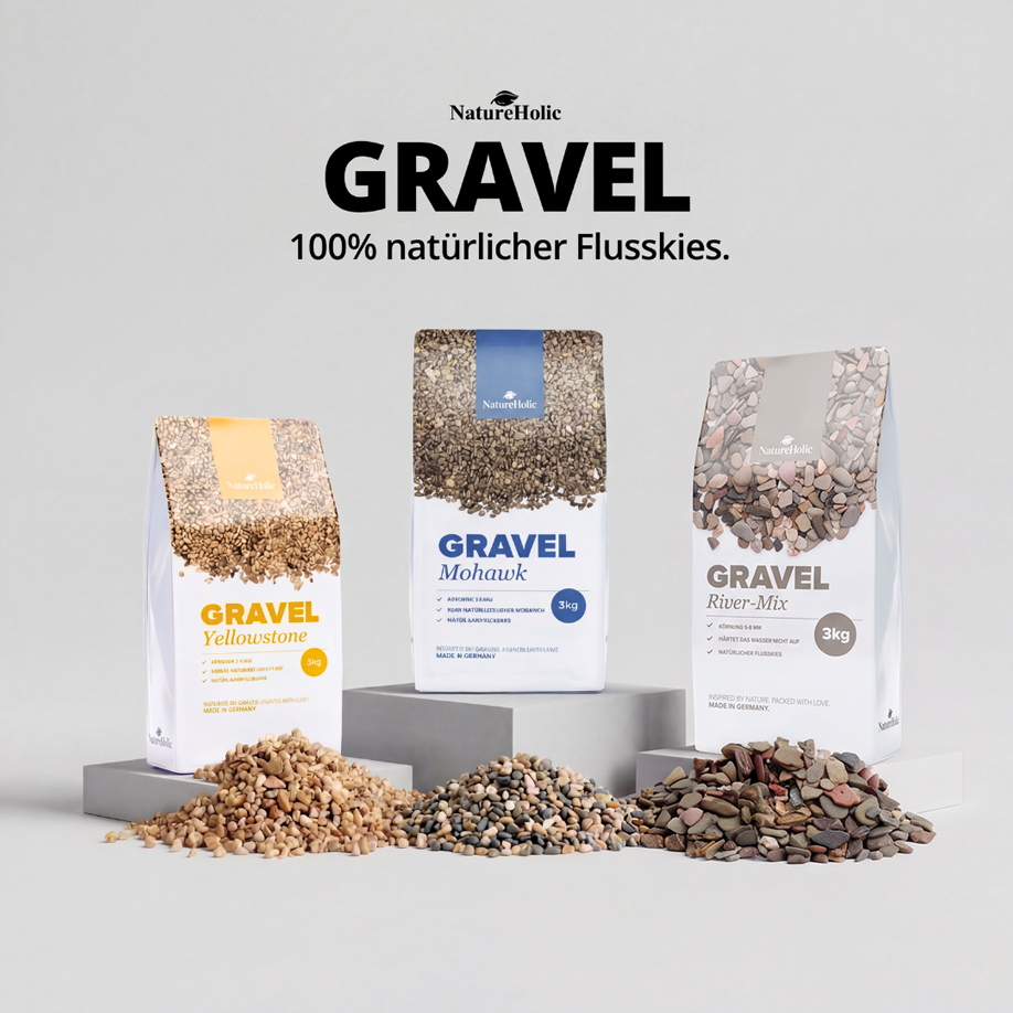 NatureHolic Gravel Sorten Yellow Stone, Mohawk und River-Mix