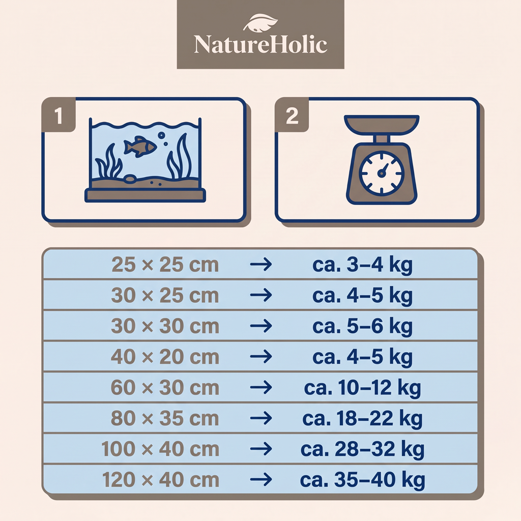 Mengenempfehlung für River-Mix Kies nach Aquariumgröße