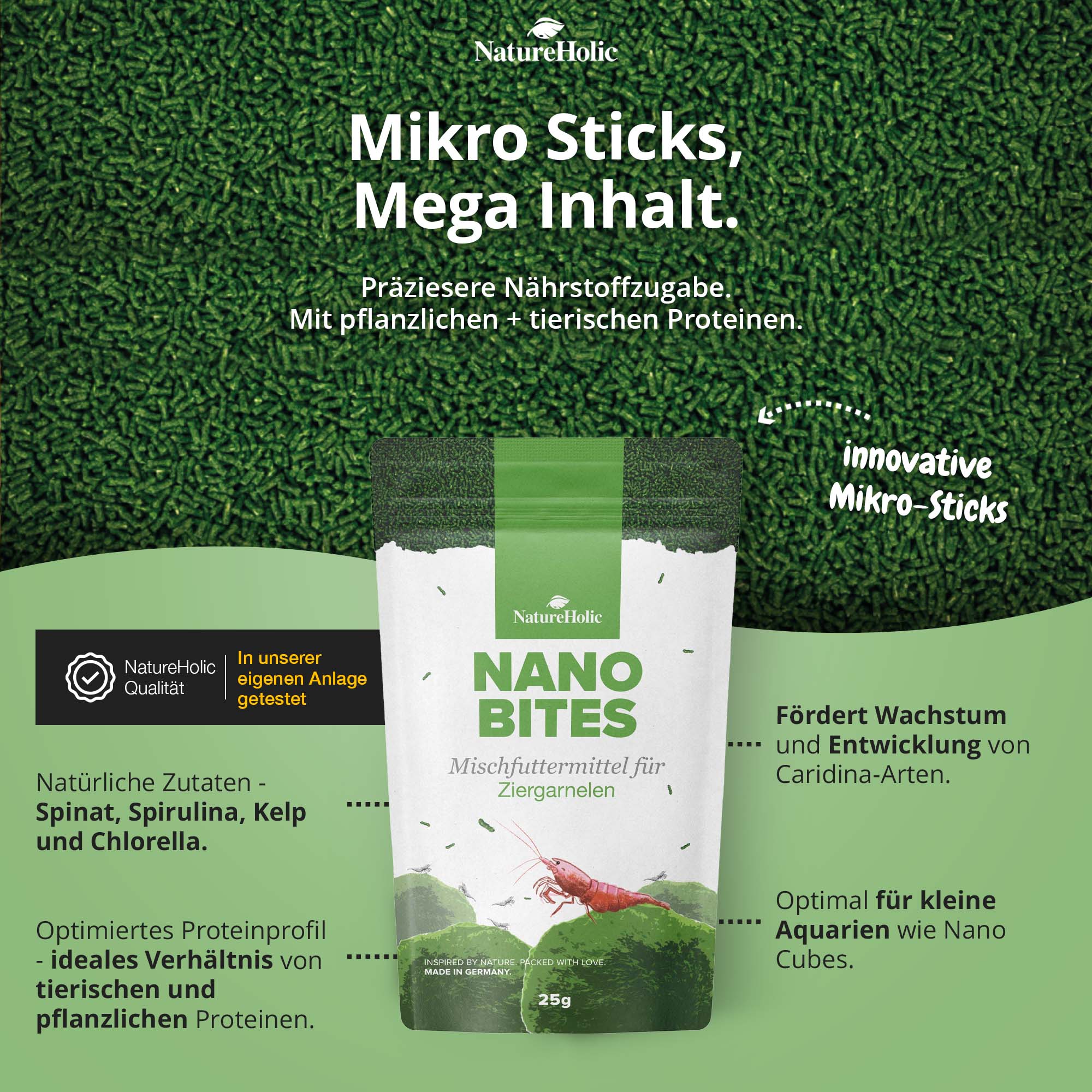 1 x Nano Bites + Mineralcube "Pure Mineral" - Hauptfutter und Mineralversorgung für Garnelen und Zwergflusskrebse