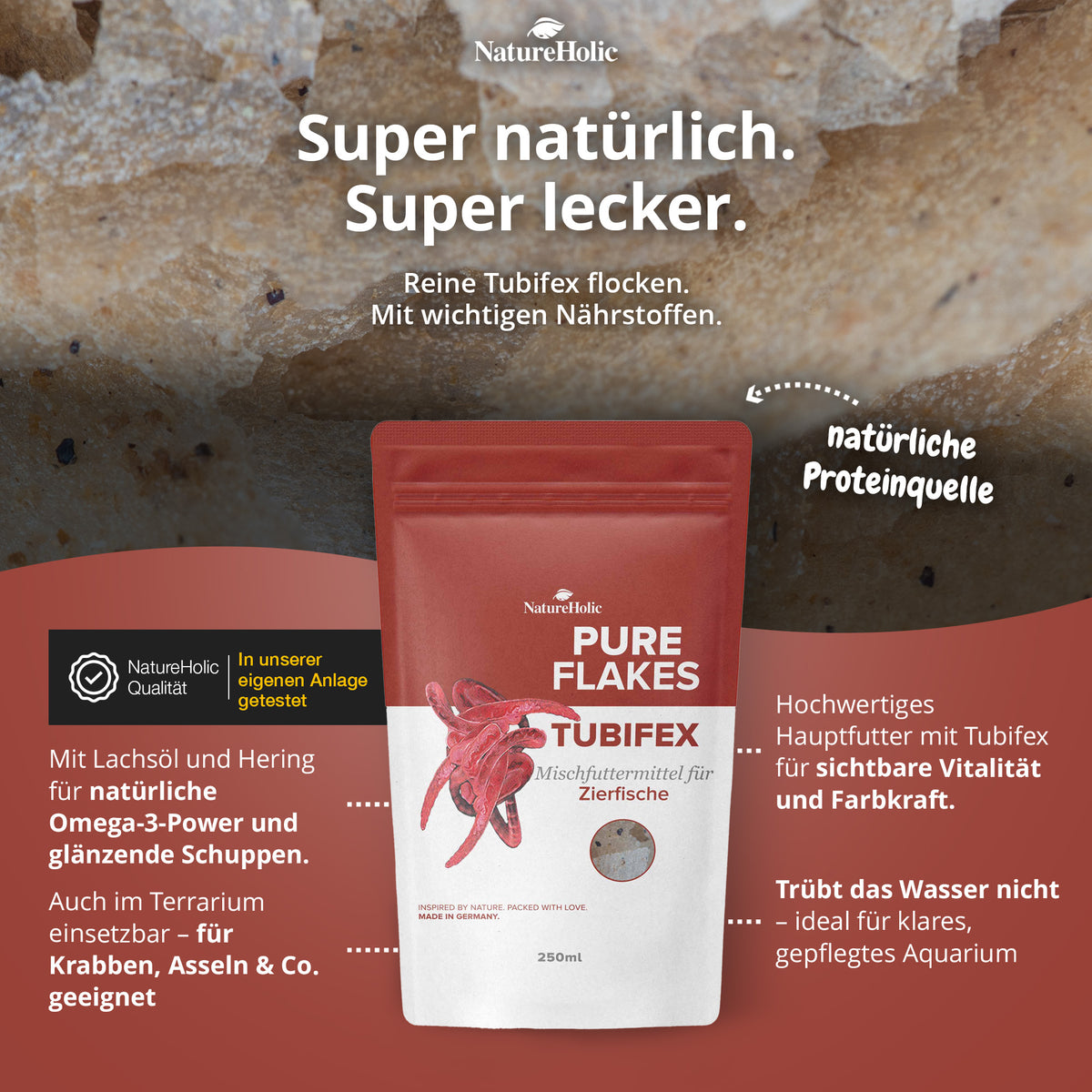 NatureHolic Pure Flakes - Tubifex - 250ml