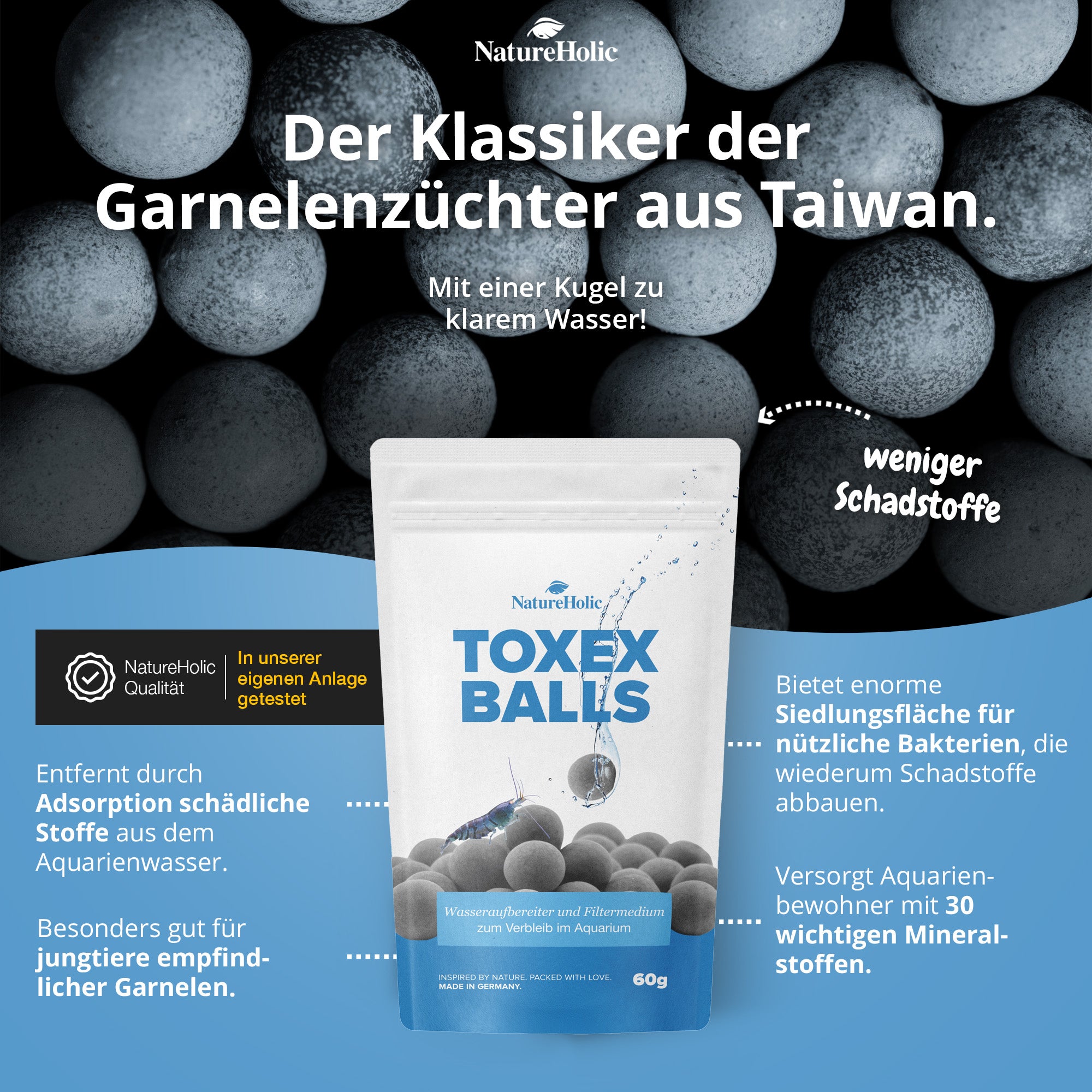 NatureHolic Wasseraufbereiter Kit - giftfreies Aquarium - 2-1 Lösung für kristallklares Wasser