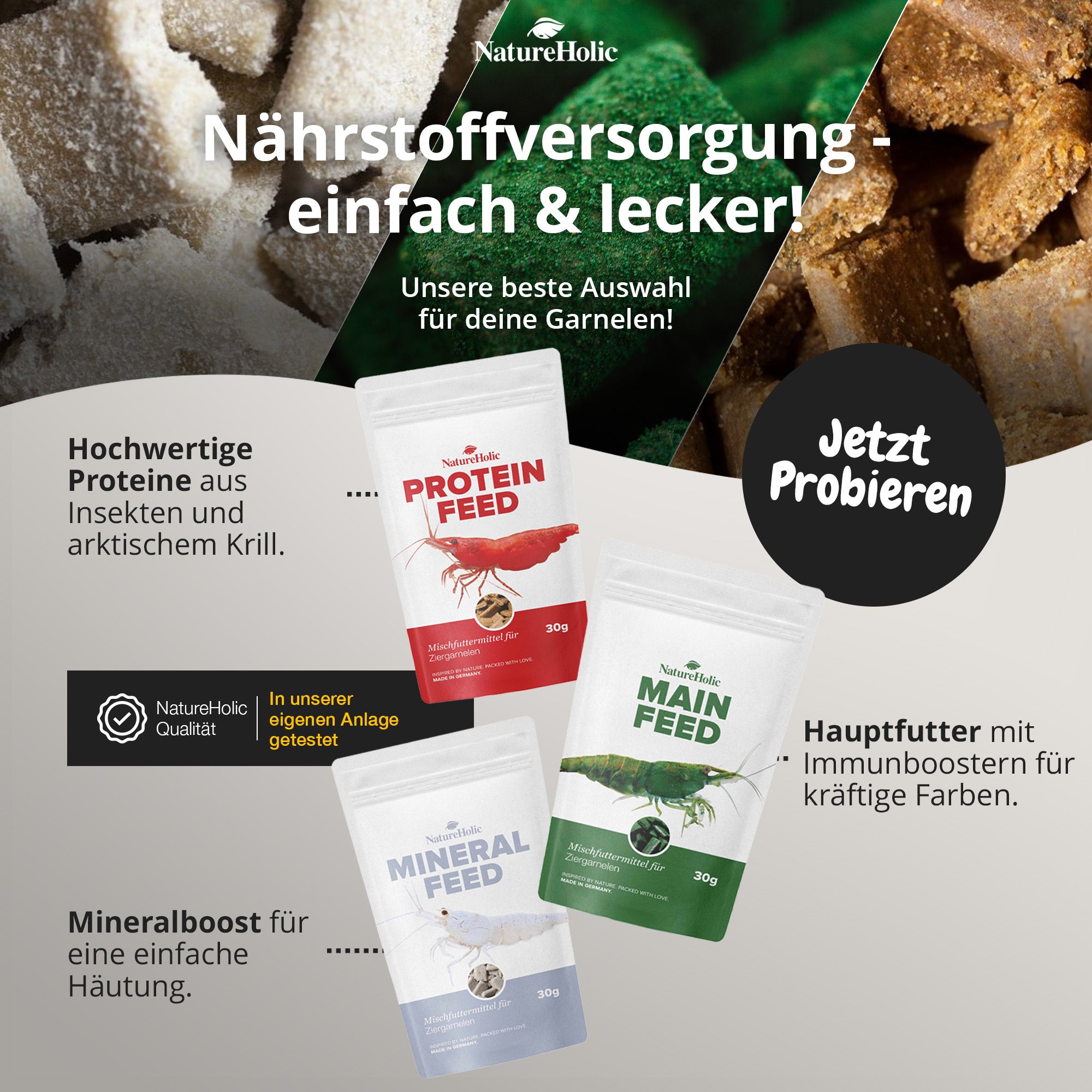 NatureHolic - Futter Paket - Mainfeed / Proteinfeed / Mineralfeed