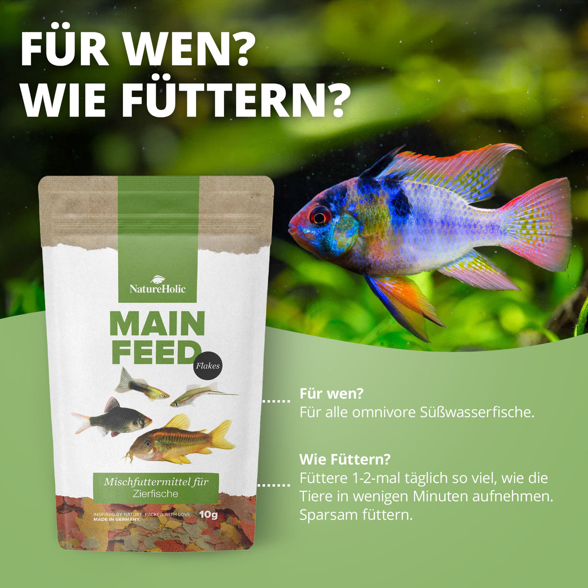 NatureHolic Hauptfeed "Flocke" - Zierfischhauptfutter - 1 Liter