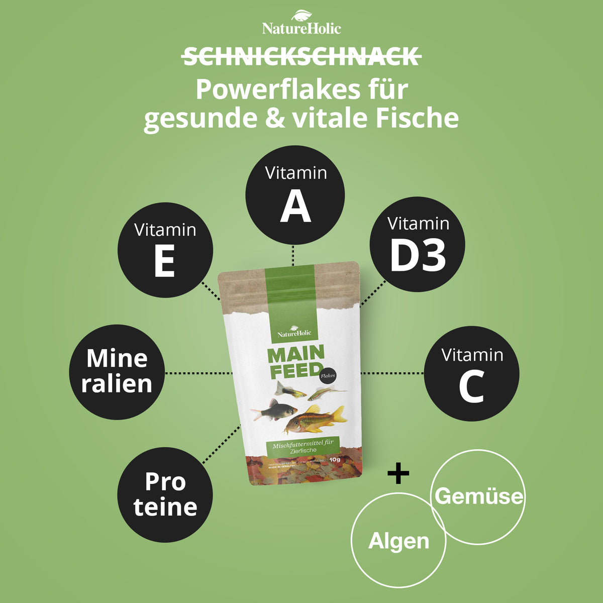 NatureHolic Hauptfeed "Flocke" - Zierfischhauptfutter - 1 Liter