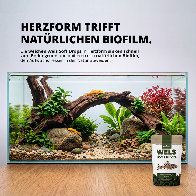 NatureHolic Wels Soft Drops —Softes Aquarium Futter für Welse 30 g