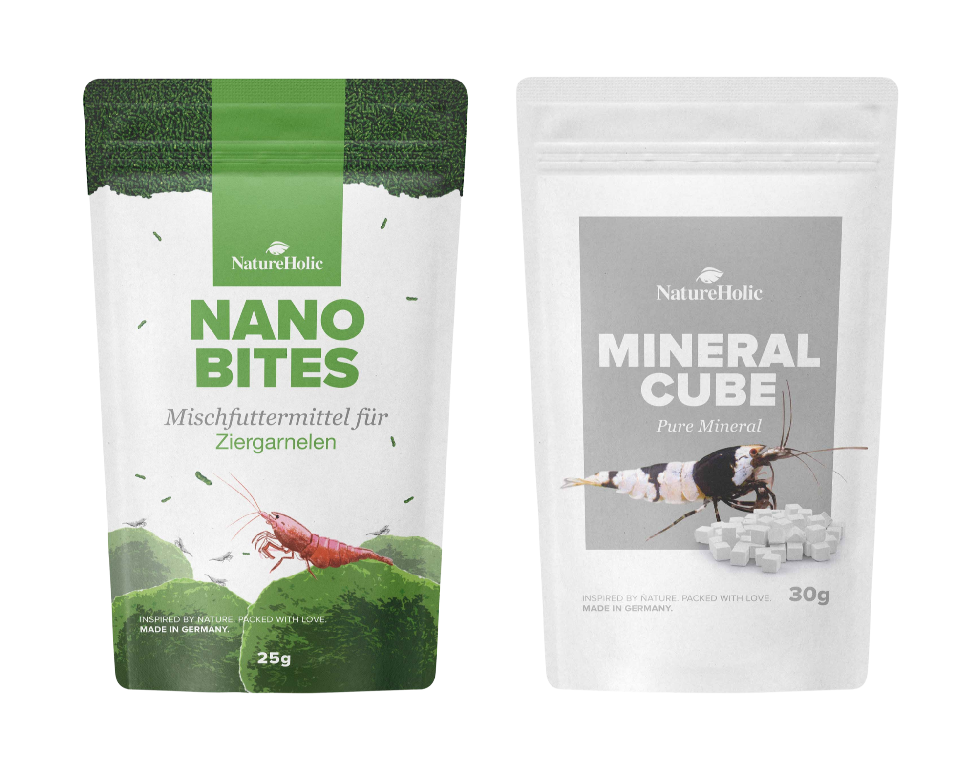 1 x Nano Bites + Mineralcube "Pure Mineral" - Hauptfutter und Mineralversorgung für Garnelen und Zwergflusskrebse