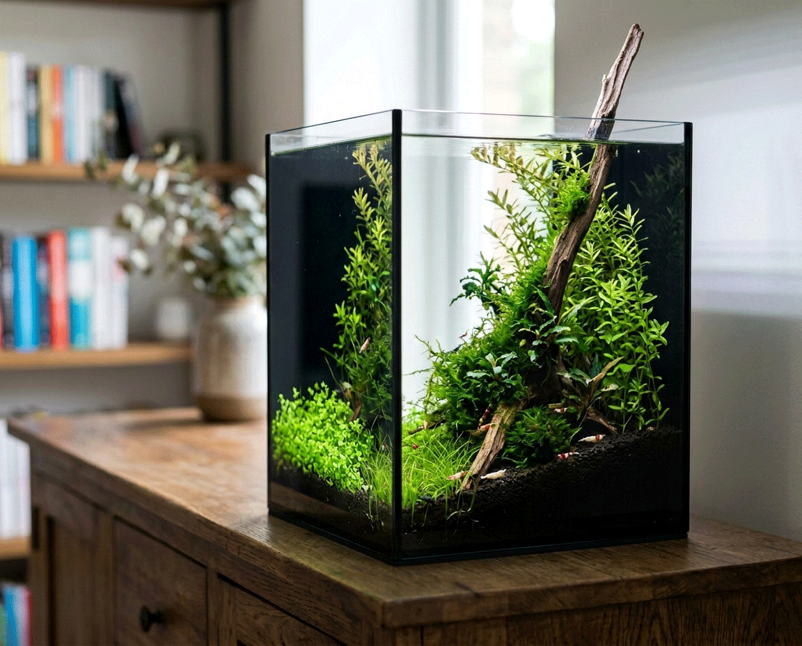 NatureHolic Black Wall - 35L Aquarium mit Rückwand aus schwarzem Glas