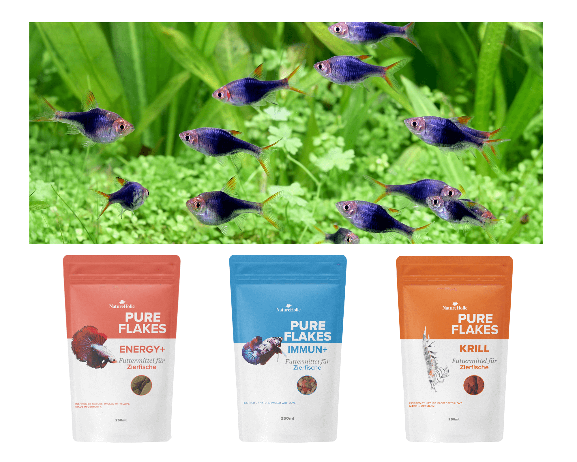 Flocken Fischfutter Bundle - krill - Immun+ - Energy+