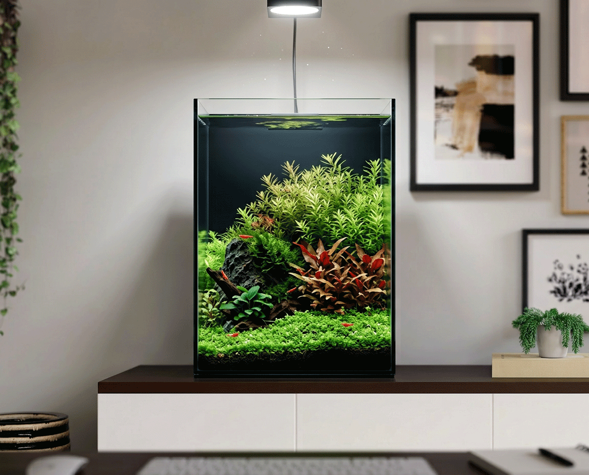 NatureHolic Black Wall - 20L Aquarium mit Rückwand aus schwarzem Glas