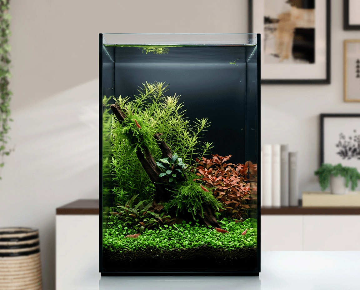 NatureHolic Black Wall - 12L Aquarium mit Rückwand aus schwarzem Glas