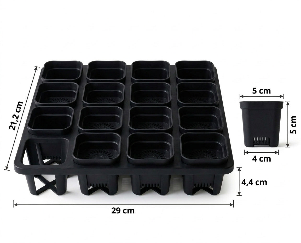 NatureHolic - JungleTray Small Schwarz - Anzuchtplatte mit 20 Töpfen