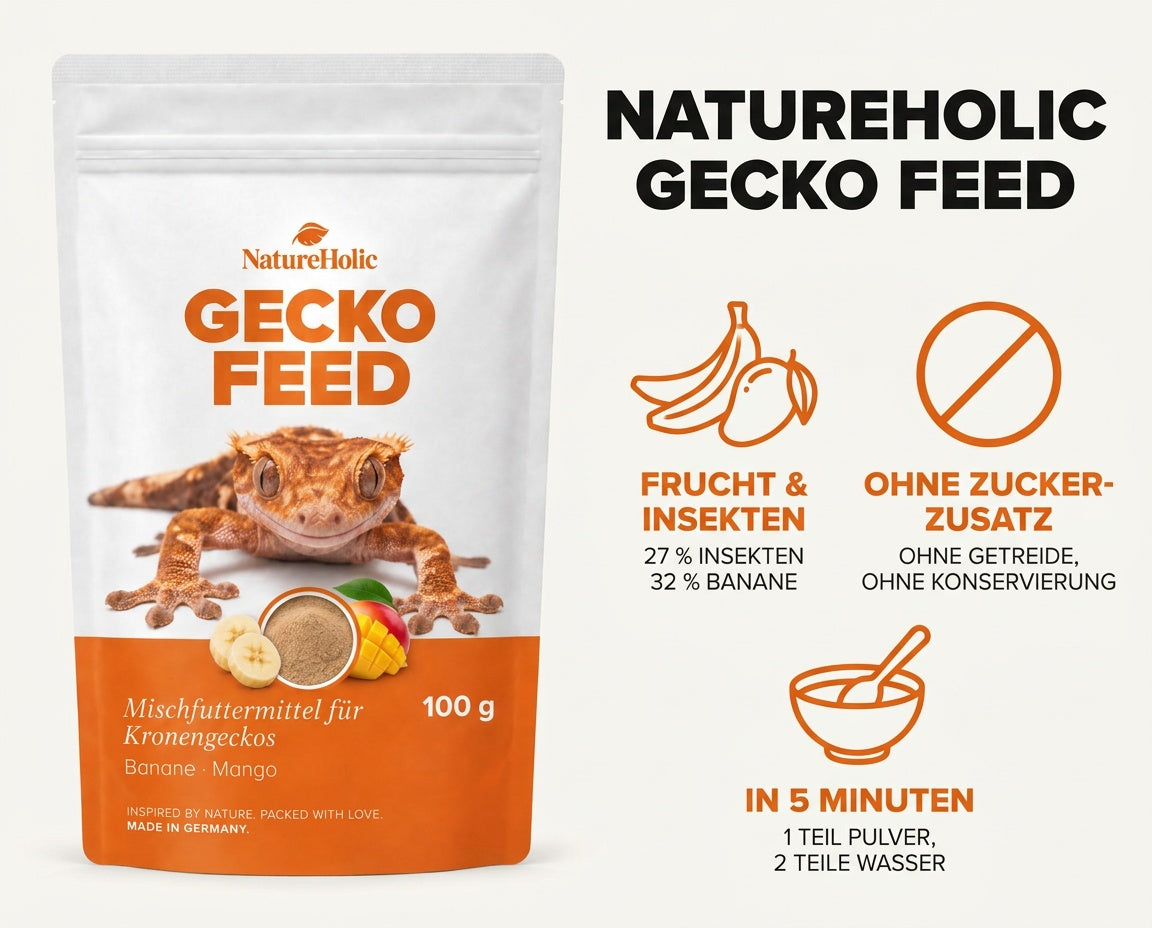 NatureHolic - GeckoFeed 100 g - Instant-Futterpulver für Kronengeckos