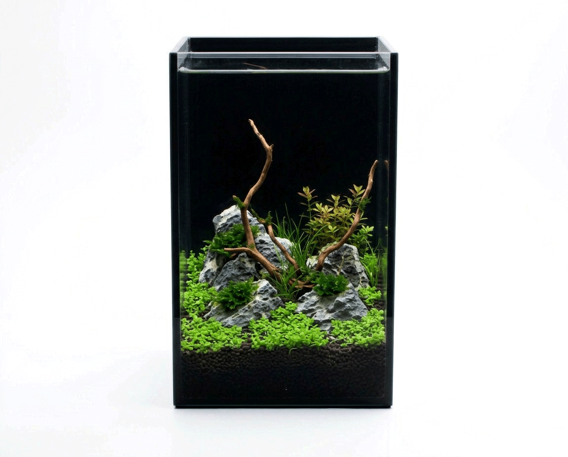 NatureHolic Black Wall - 5L Aquarium mit Rückwand aus schwarzem Glas